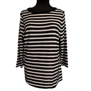 NWT Talbots Sparkly Striped Lightweight Knit Top, XL